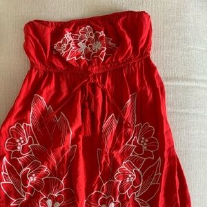 Forever 21 Floral Strapless Dress with Rope Tie